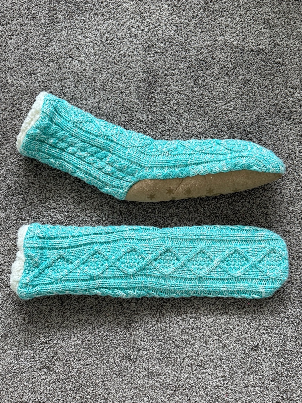 Just Cozy Blue Cozy Cable Knit Slipper Socks With Fleece Lining